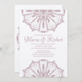 Invitation Mariage Bohème Rose Mandala Art Boho Kraft (Devant / Derrière)