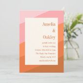 Invitation Mariage Bohème Rose Orange Terracotte Lumineux et (Debout devant)