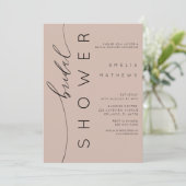 Invitation Mariage Bohème Rose Simple Fête de Fiançailles (Debout devant)