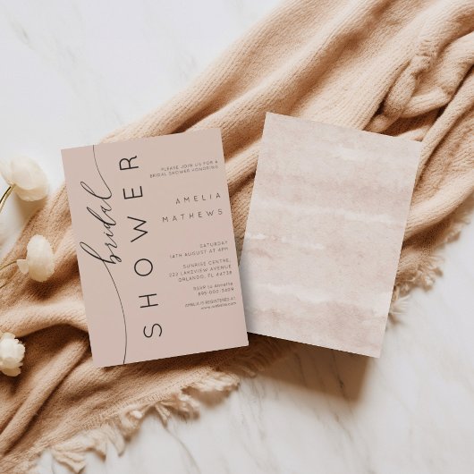 Invitation Mariage Bohème Rose Simple Fête de Fiançailles
