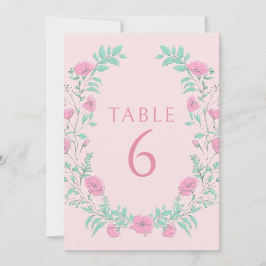 Invitation Mariage bohème rose turquoise vert fleuri (Devant)