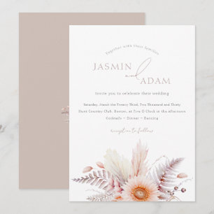 Invitation Mariage Bohème Rougeur Pampas Marguerite
