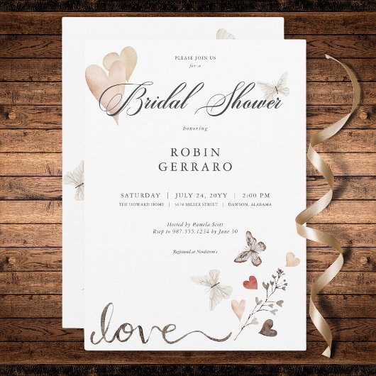 Invitation Mariage Bohème Rustique Beige Shower de Mariée Amo