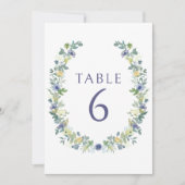 Invitation Mariage bohème rustique bleu jaune fleuri (Devant)