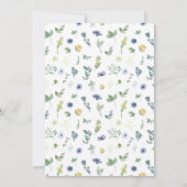 Invitation Mariage bohème rustique bleu jaune fleuri (Dos)