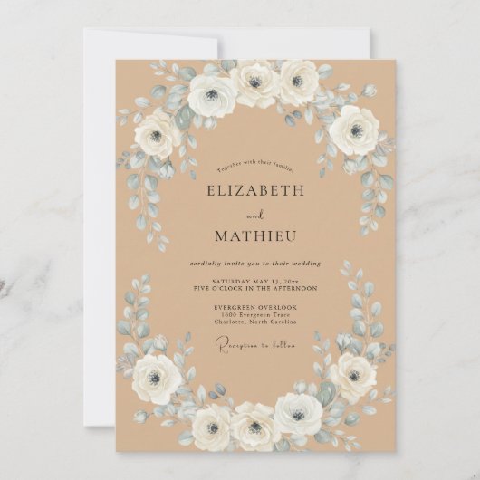 Invitation Mariage Bohème Rustique Brun (Devant)