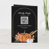 Invitation Mariage Bohème Rustique Citrouille QR Code Noir (Dos)