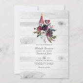 Invitation Mariage Bohème Rustique Code QR Vin de Prune RSVP (Devant)