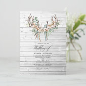 Invitation Mariage Bohème Rustique Coton et Eucalyptus (Debout devant)