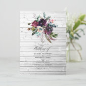 Invitation Mariage Bohème Rustique Fleur Violet Bordo (Debout devant)