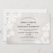 Invitation Mariage Bohème Rustique Fleurs Blanches Simples (Devant)
