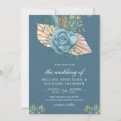 Invitation Mariage Bohème Rustique Fleurs de Palmier Bleu Pou (Devant)