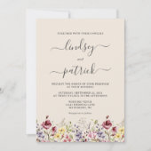 Invitation Mariage Bohème Rustique Fleurs Sauvages (Devant)