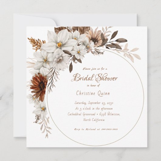 Invitation Mariage bohème rustique floral (Devant)