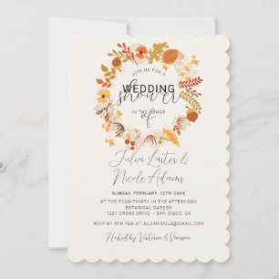 Invitation Mariage Bohème Rustique Floral Automne Chute Douch