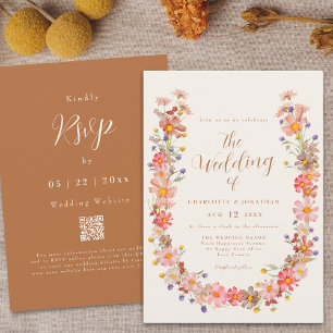 Invitation Mariage Bohème Rustique Floral d'Automne