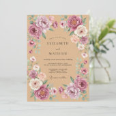 Invitation Mariage Bohème Rustique Mauve (Debout devant)