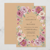 Invitation Mariage Bohème Rustique Mauve (Devant / Derrière)