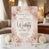 Invitation Mariage Bohème Rustique Rose Poussiéreux Rose Pâle