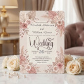 Invitation Mariage Bohème Rustique Rose Poussiéreux Rose Pâle