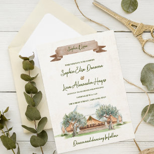 Invitation Mariage Bohème Rustique sous Tente de Camping en A