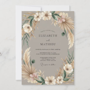 Invitation Mariage Bohème Rustique Taupe