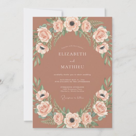 Invitation Mariage Bohème Rustique Terracotta (Devant)