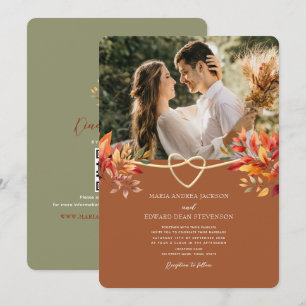 Invitation Mariage Bohème Rustique Terracotta d'Automne