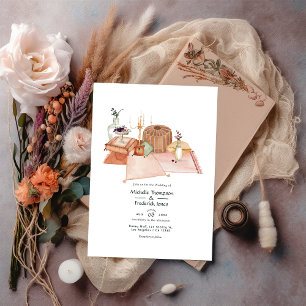 Invitation Mariage Bohème Sanctuaire Automne Poussiéreux