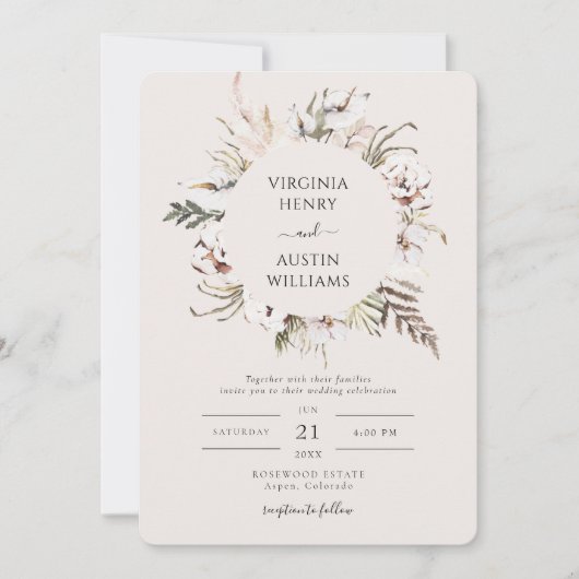 Invitation Mariage Bohème Simple (Devant)