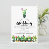 Invitation Mariage Bohème Sud-Ouest Rustique Floral Cactus (Debout devant)