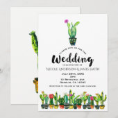 Invitation Mariage Bohème Sud-Ouest Rustique Floral Cactus (Devant / Derrière)