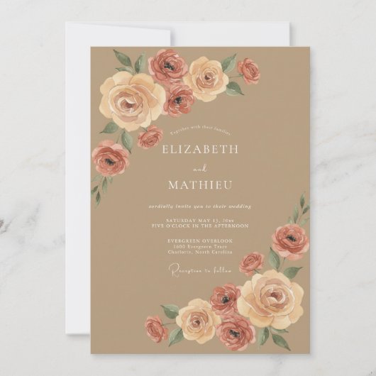 Invitation Mariage Bohème Tan Naturel (Devant)