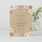 Invitation Mariage Bohème Tan Romantique (Debout devant)
