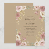 Invitation Mariage Bohème Tan Romantique (Devant / Derrière)
