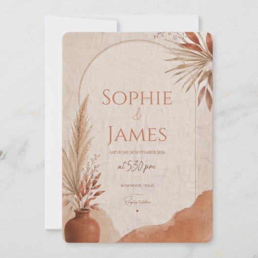 Invitation mariage bohème terracotta (Devant)