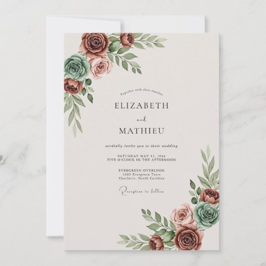 Invitation Mariage Bohème Terracotta Assourdi (Devant)