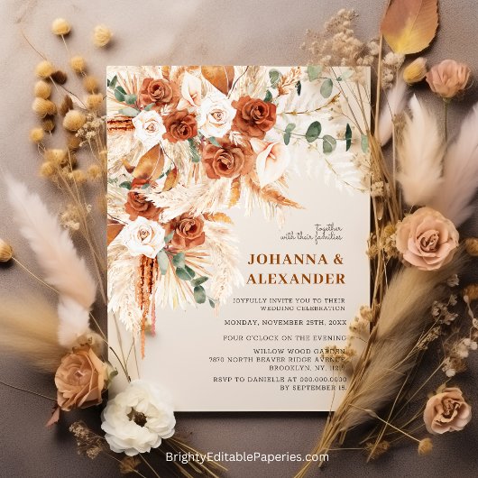 Invitation Mariage Bohème Terracotta Clair et Audacieux