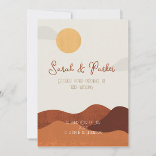 Invitation Mariage Bohème Terracotta Coucher de Soleil Désert