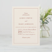 Invitation Mariage Bohème Terracotta Orange Brûlé Minimaliste (Debout devant)