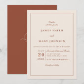 Invitation Mariage Bohème Terracotta Orange Brûlé Minimaliste (Devant / Derrière)