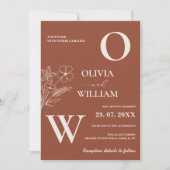 Invitation Mariage Bohème Terracotta Orange Brûlé Rustique (Devant)