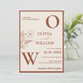 Invitation Mariage Bohème Terracotta Orange Brûlé Rustique  (Debout devant)