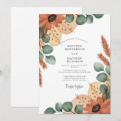 Invitation Mariage Bohème Terracotta Terreux (Devant / Derrière)