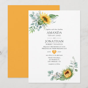 Invitation Mariage Bohème Tournesol Eucalyptus
