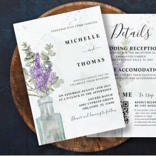 Invitation Mariage Bohème Tout Compris Eucalyptus et Lavande