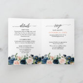 Invitation Mariage Bohème Tout en Un Rose Pâle et Bleu Marine (Intérieur)