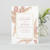 Invitation Mariage Bohème Tropical à l'Herbe de Pampa (Debout devant)