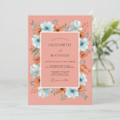 Invitation Mariage Bohème Vibrant Corail (Debout devant)