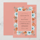 Invitation Mariage Bohème Vibrant Corail (Devant / Derrière)